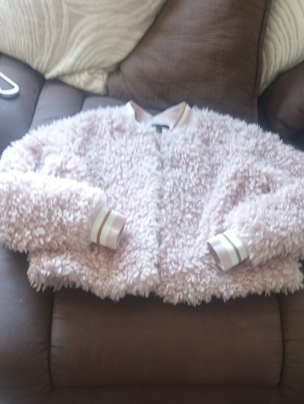 Jessica Simpson Plush Sherpa Bomber Jacket in Light Pink, Never worn